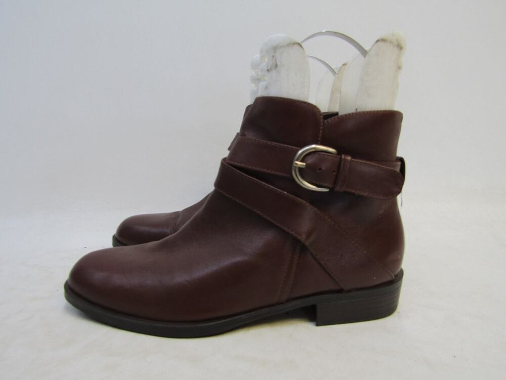 Danexx Womens Size 7 M Brown Leather Buckle Ankle Comfort Booties